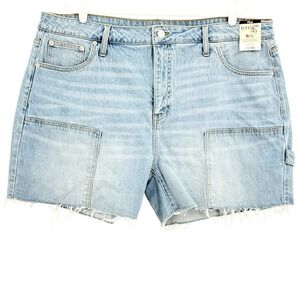 Terra & Sky Women's Raw Hem Stretch Light Blue Denim Shorts Plus Size 20W NWT